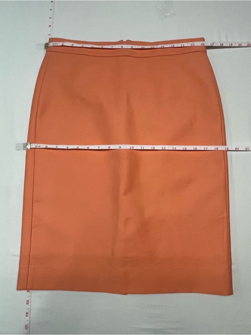 J Crew Chic Coral Orange High Waisted Knee Length Pencil Skirt travel work 1486 - Picture 7 of 7